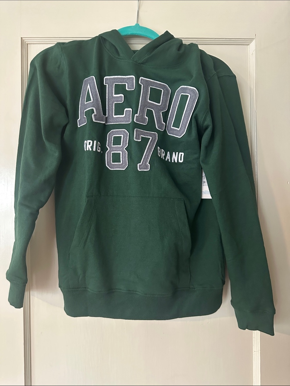 Aeropostale Dark Green Pullover Crewneck Hoodie with Gray Logo